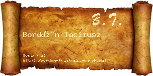 Bordán Tacitusz névjegykártya